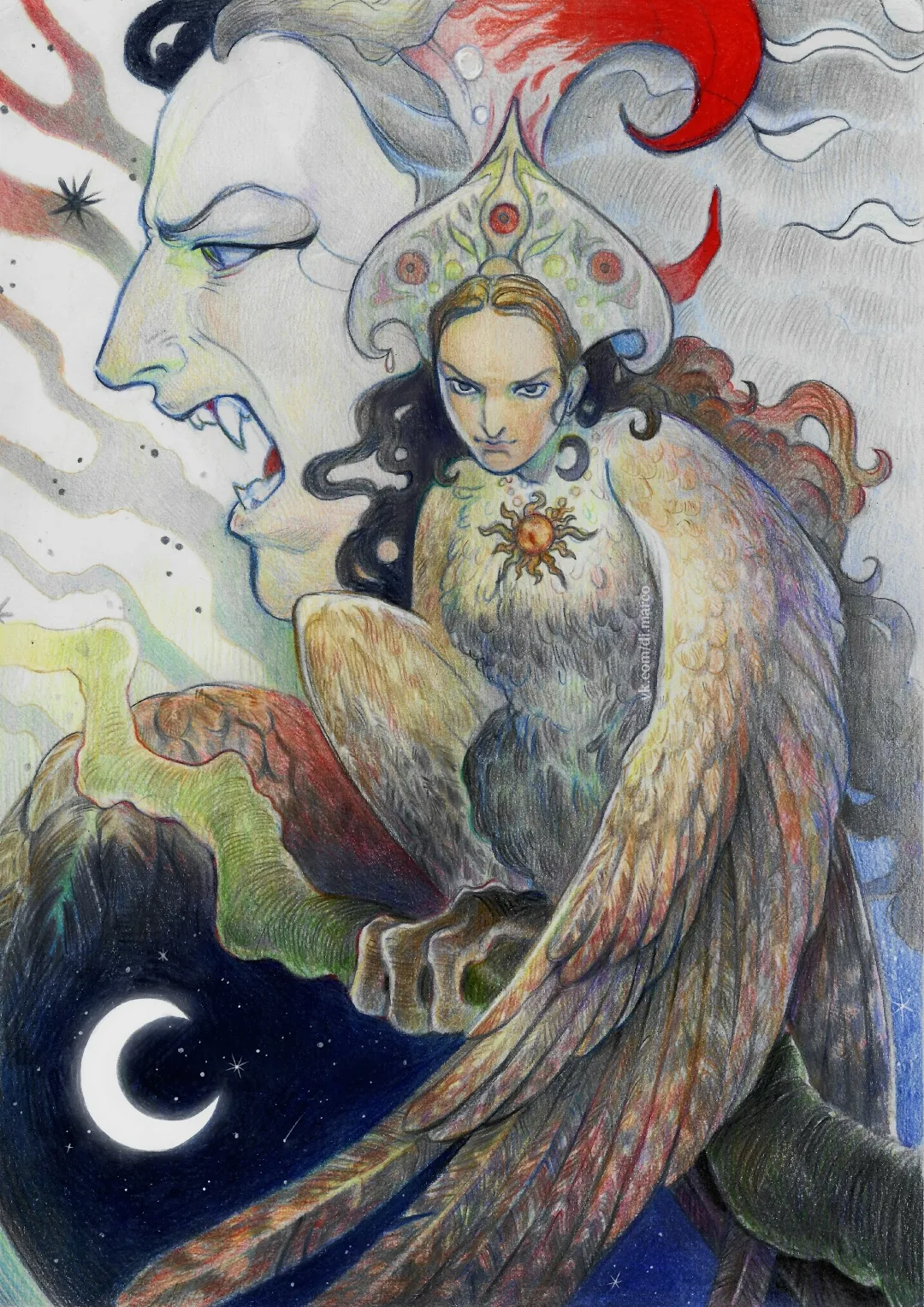 Алконост карандашиками от Di'Marco