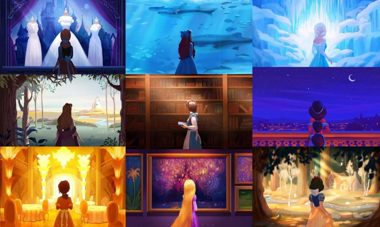 Диснеевские принцесски, вид сзади. Просто слепил в одну кучу, чтобы не забивать место