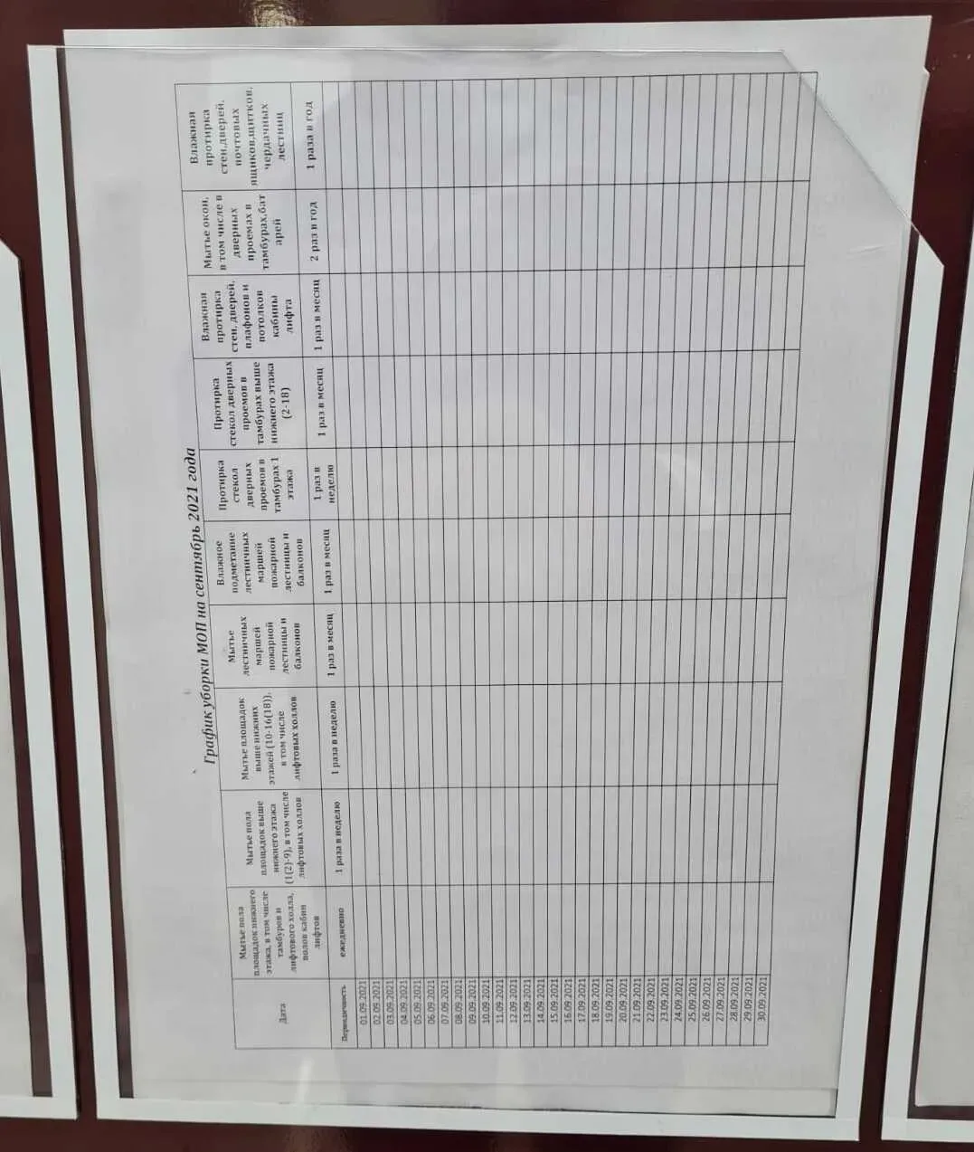 Да-да! Мы тоже так выворачивали головы! Но все же такая табличка уже лучше. Можно спрашивать за (не)выполненные работы.