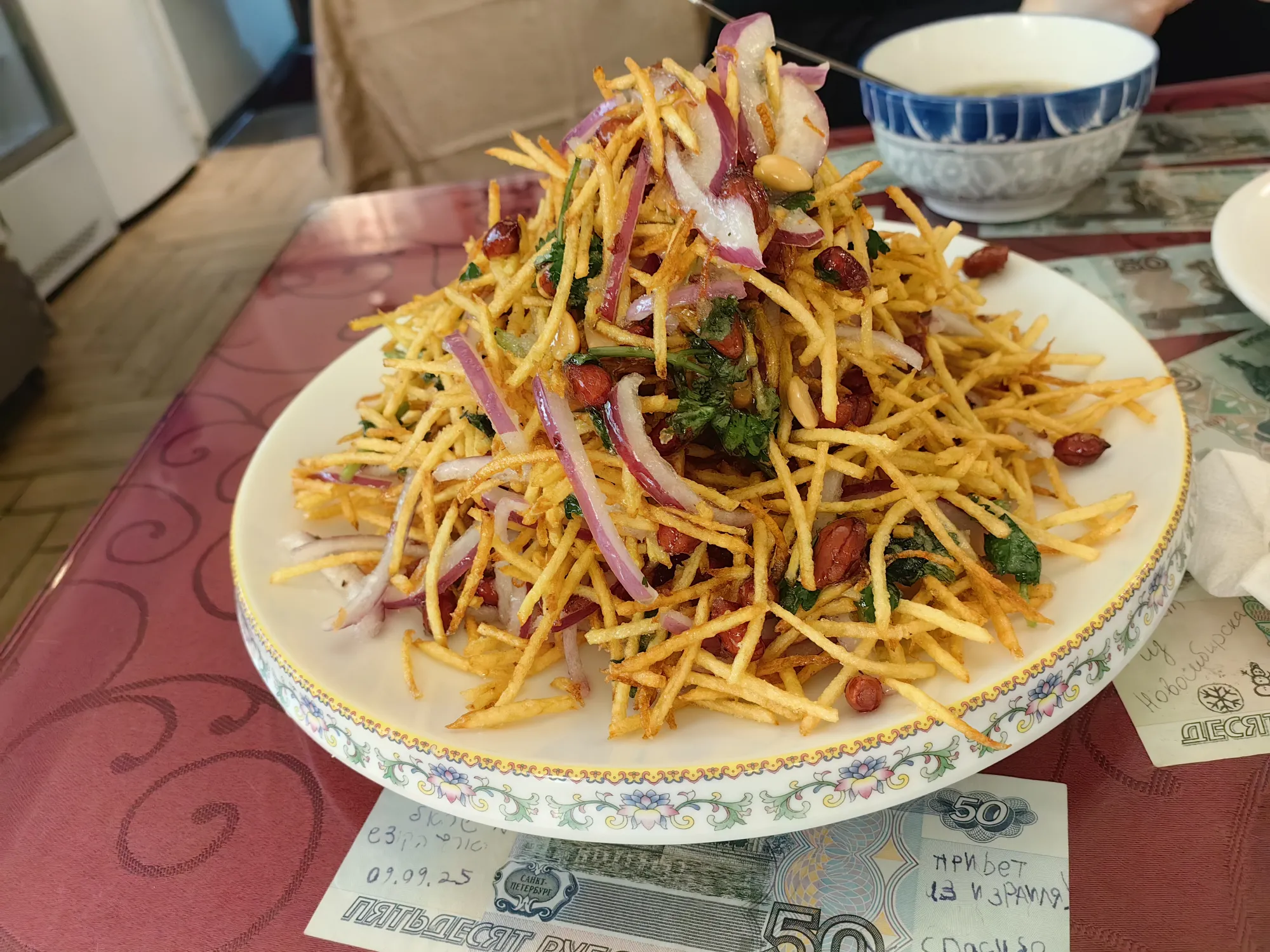 Картошка с луком и разной фасолью