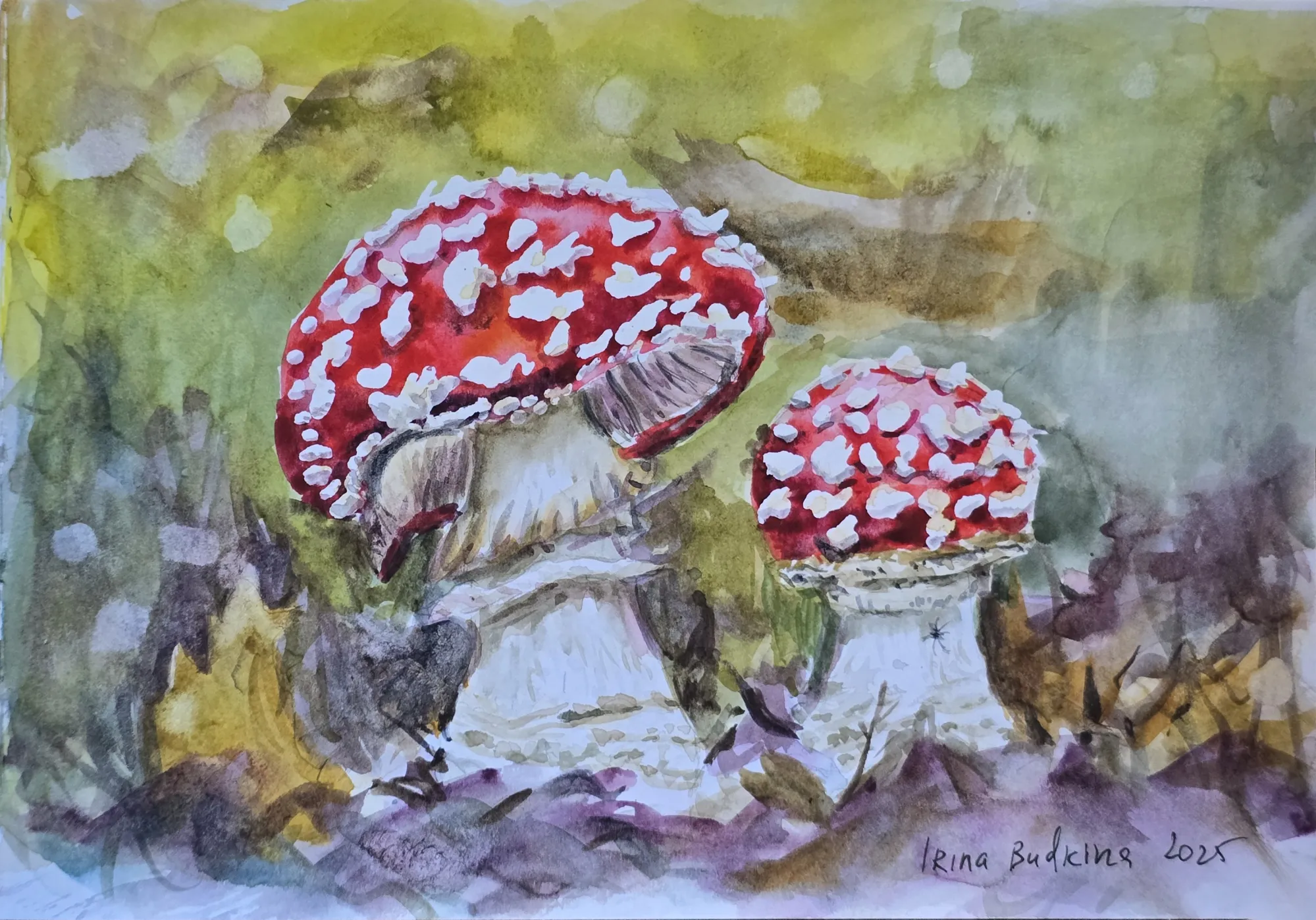 Продолжаю мучить скетчбук, потому что под завершение своей жизни в туалете, как вчера предложили, он со своей плотностью бумаги в 300 г/м2 не очень подходит, это почти картон. Нашла у этой бумаги некоторые плюсы: например, с неё в отличие от хлопка можно всё что угодно смыть. Минус - если очень активно смывать, протрёшь дырку, что я и сделала. А кто сделал вид что дырку не заметил - молодец и очень тактичный человек ))) А кто заметил паучка, тому горстка умиления паучком в подарок :)