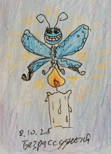 Новая спичечная этикетка готова. У него достаточно безрассудное выражение лица, да?